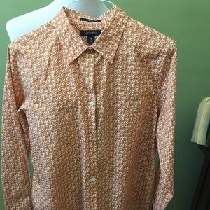 Lands End Geo Print long sleeved button down shirt
